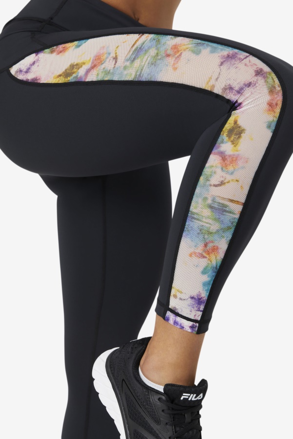 Black/Tie Dye Fila Forza Contrast 7/8 Leggings