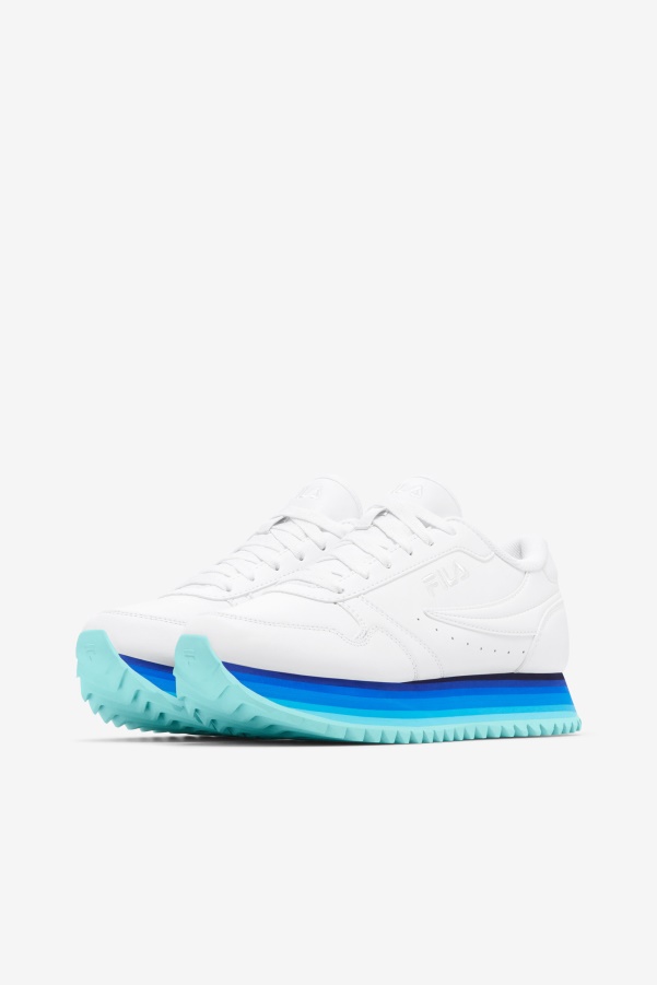 White/Navy/Aruba Blue Women's Orbit Stripe Fila