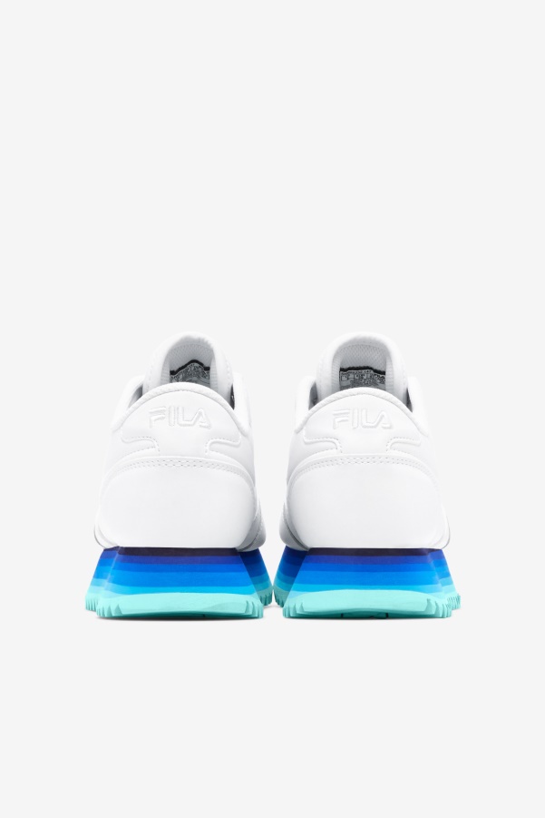 White/Navy/Aruba Blue Women's Orbit Stripe Fila