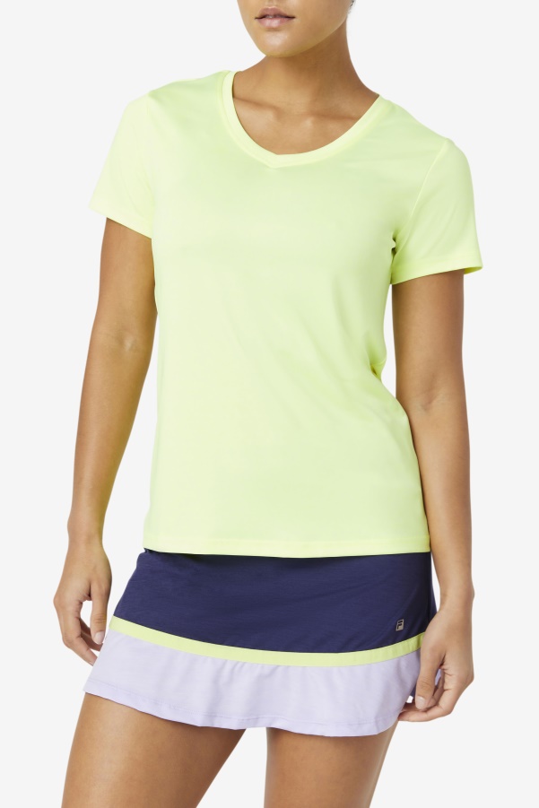 Fila YellowHeather Pickleball Silky V-Neck