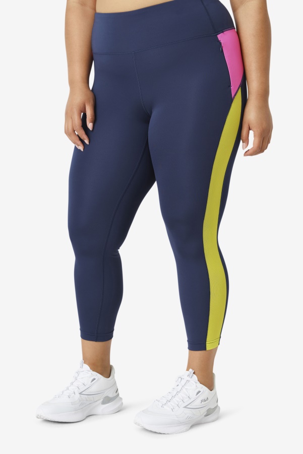 Navy/Bright Pink/Sulphur Forza Contrast 7/8 Leggings Fila