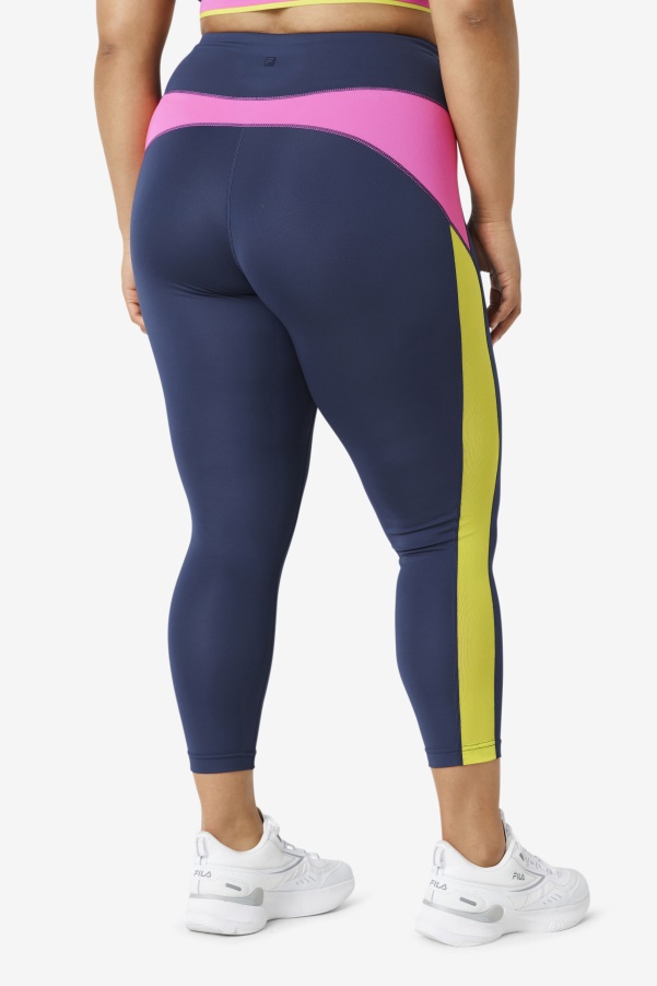 Navy/Bright Pink/Sulphur Forza Contrast 7/8 Leggings Fila