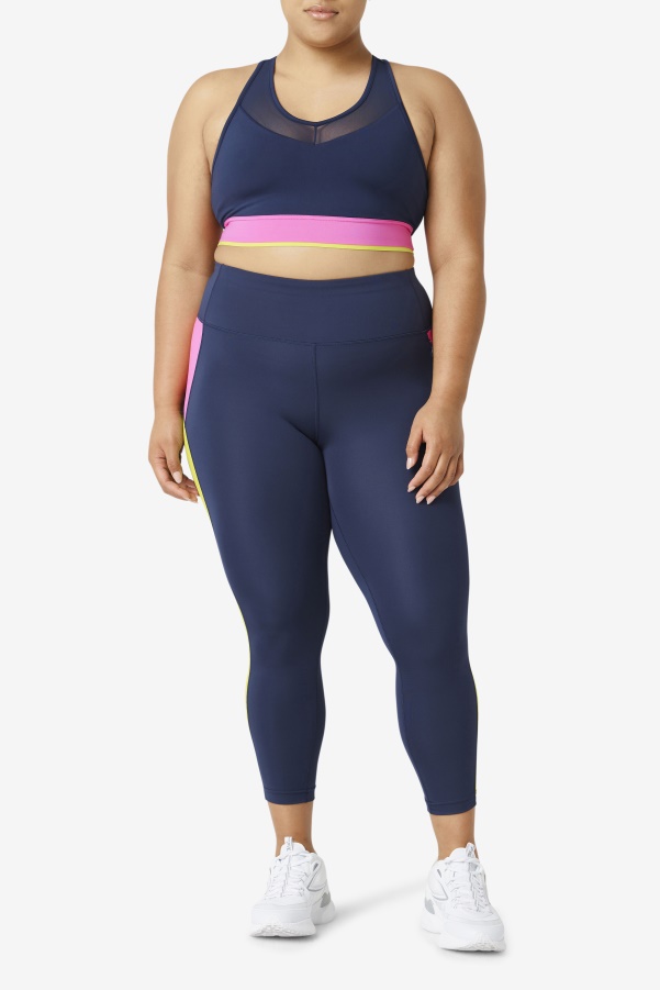 Navy/Bright Pink/Sulphur Forza Contrast 7/8 Leggings Fila