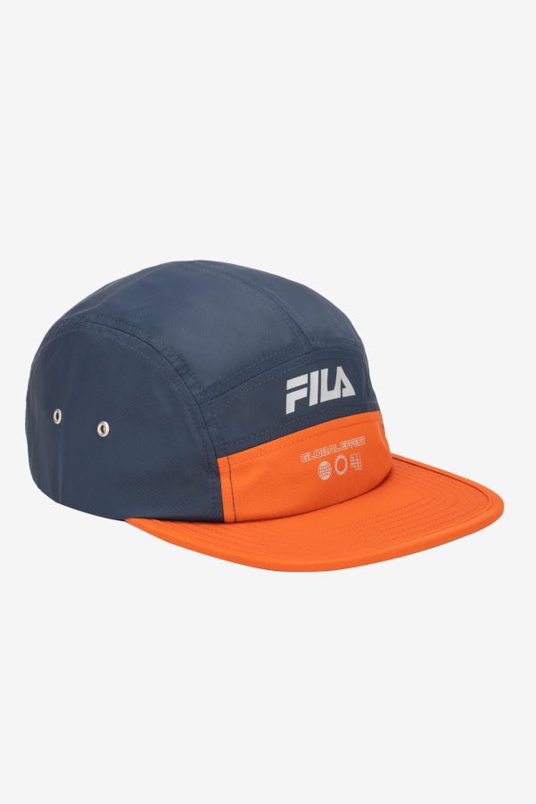Navy/Cherry Tomato Fila 5 Panel Camper Hat