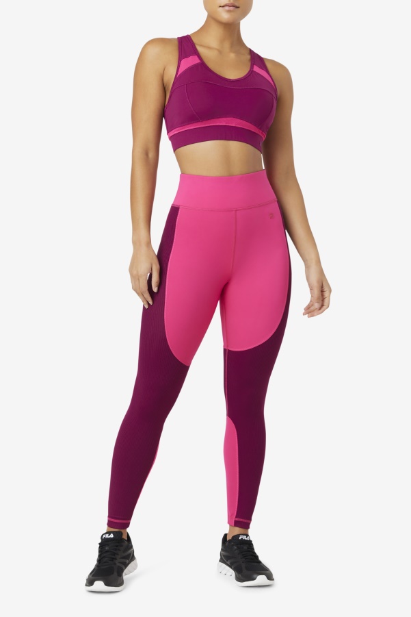 Fila Bright Pink/Magenta Purple Forza Textured Long Legging