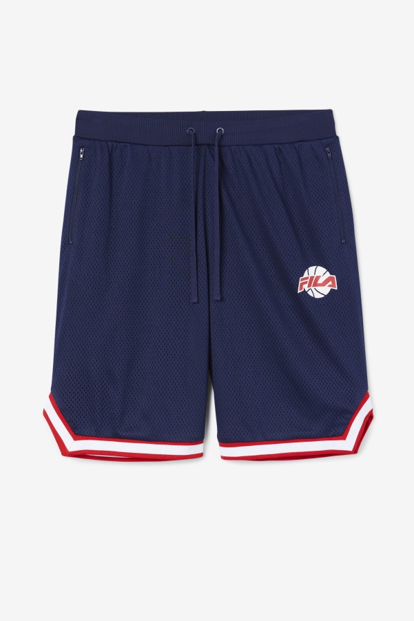Navy/Red/White Fila Ovi Basketball Short