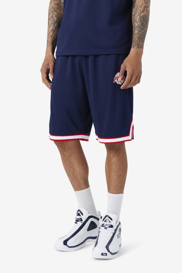 Navy/Red/White Fila Ovi Basketball Short