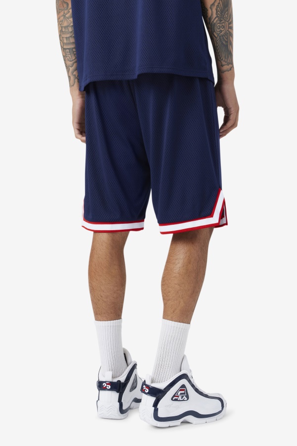 Navy/Red/White Fila Ovi Basketball Short