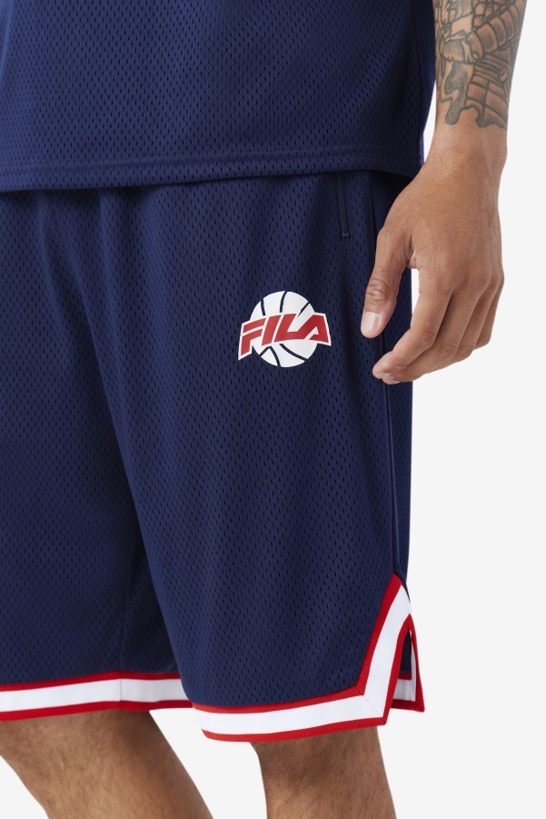 Navy/Red/White Fila Ovi Basketball Short