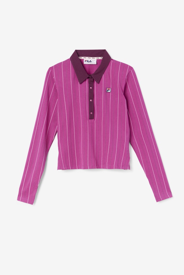 Fila Rouge/Potpourri/Grape Wine Jada Long Sleeve Polo