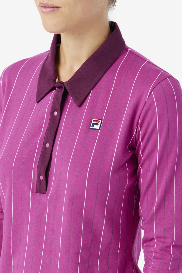 Fila Rouge/Potpourri/Grape Wine Jada Long Sleeve Polo