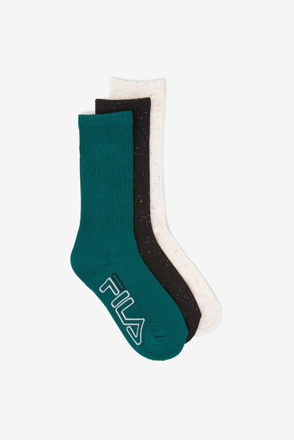 Black Fila Women's Speckle Stripe Crew Sock 3-Pack