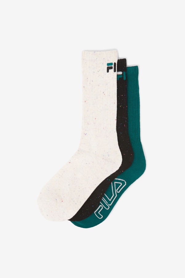 Black Fila Women's Speckle Stripe Crew Sock 3-Pack