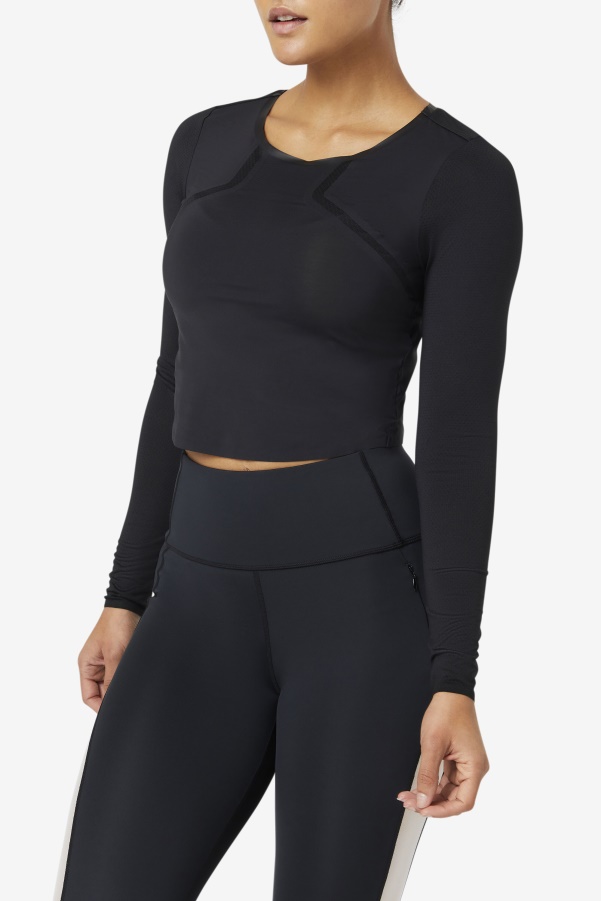 Uplift Long Sleeve Crop Top Black Fila