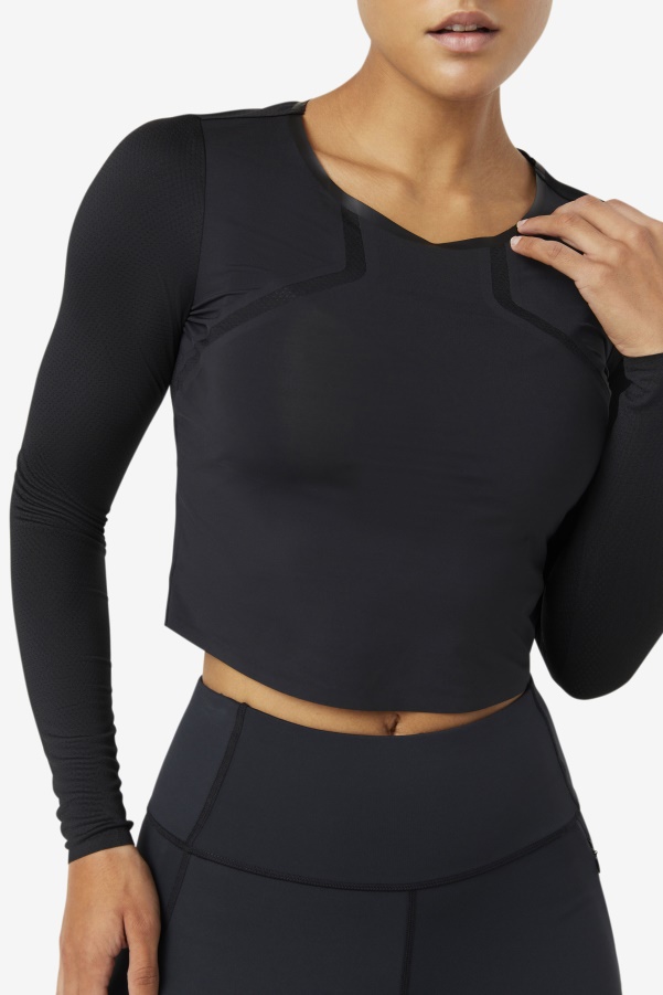 Uplift Long Sleeve Crop Top Black Fila