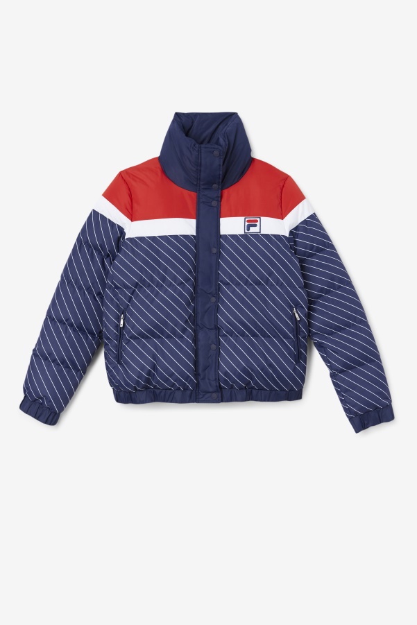 Lottie Puffer Jacket Navy/White/Red Fila
