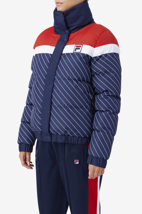 Lottie Puffer Jacket Navy/White/Red Fila