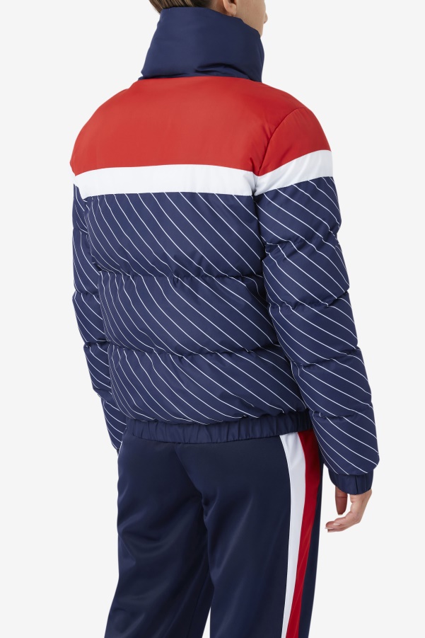 Lottie Puffer Jacket Navy/White/Red Fila