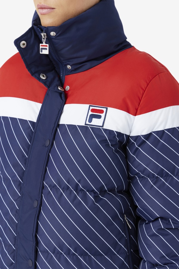 Lottie Puffer Jacket Navy/White/Red Fila