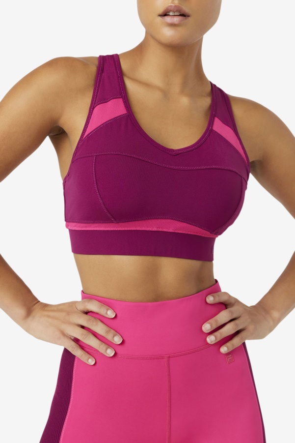 Mprpl/Ppck Fila Uplift Racerback Sports Bra