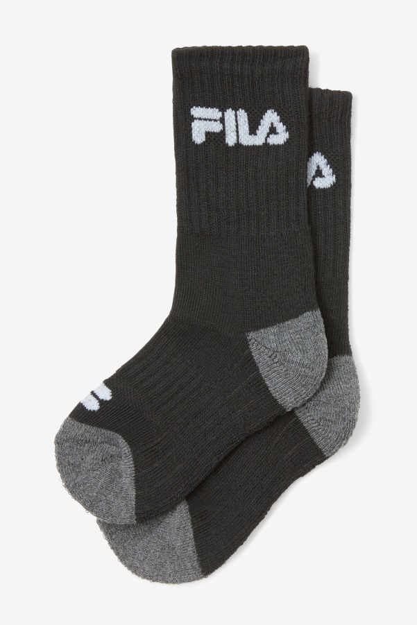 Black Fila Kids' Cushioned Crew Sock 6-Pack