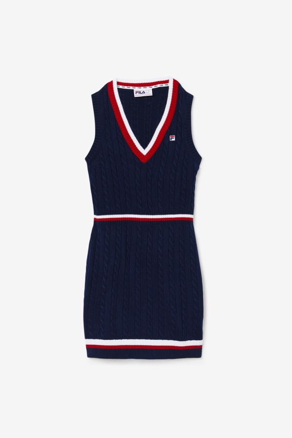 Fila Darian Sweater Knit Dress Navy/Red/White