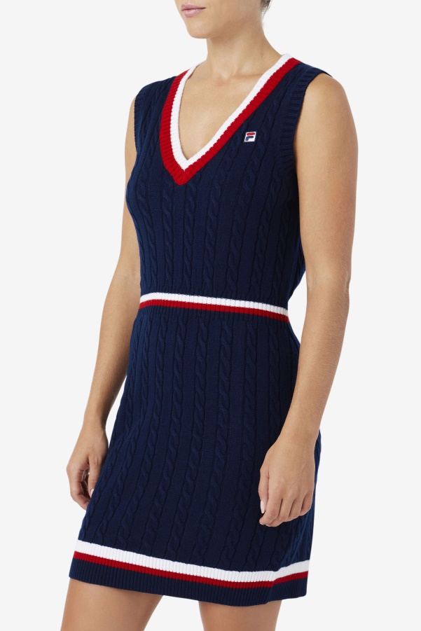 Fila Darian Sweater Knit Dress Navy/Red/White