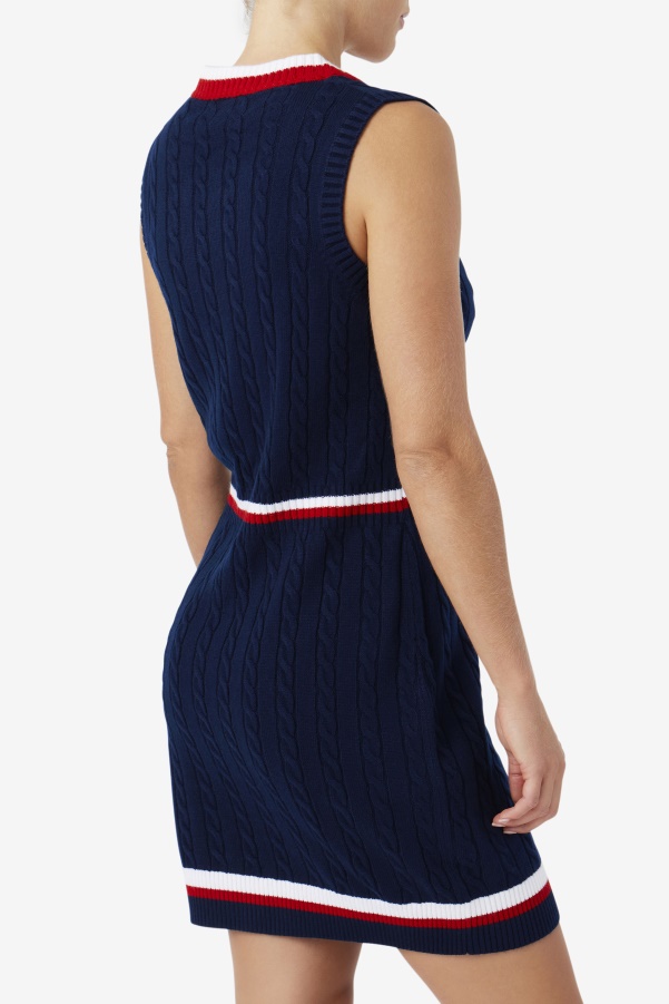 Fila Darian Sweater Knit Dress Navy/Red/White