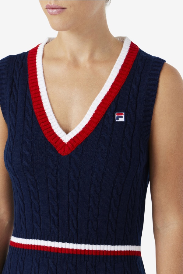 Fila Darian Sweater Knit Dress Navy/Red/White