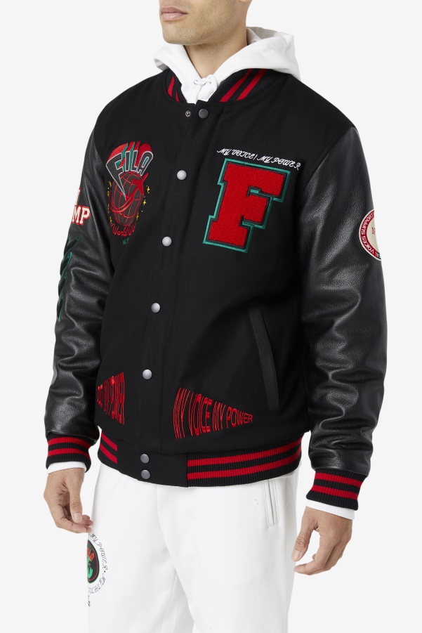 Fila Raddix Varsity Jacket Black/Red/Green