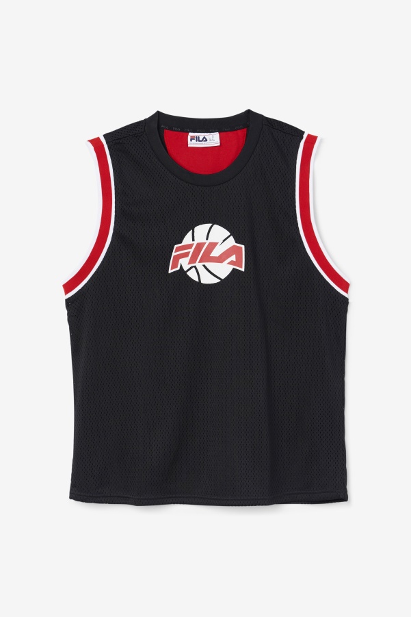 Black/Red/White Fila Ovi Basketball Jersey