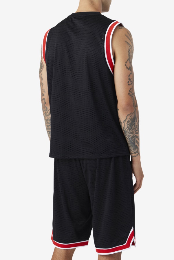 Black/Red/White Fila Ovi Basketball Jersey