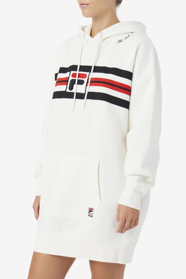 Stella Hoodie Dress Gardenia/Black/Red Fila