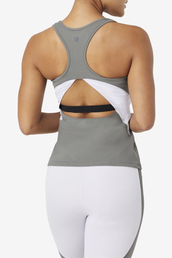 Fila Uplift Open Racerback Tank Top Gargoyle/Lavender Blue