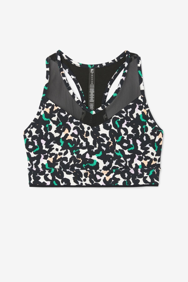 Uplift Racerback Bra Top Black Animal Print Fila