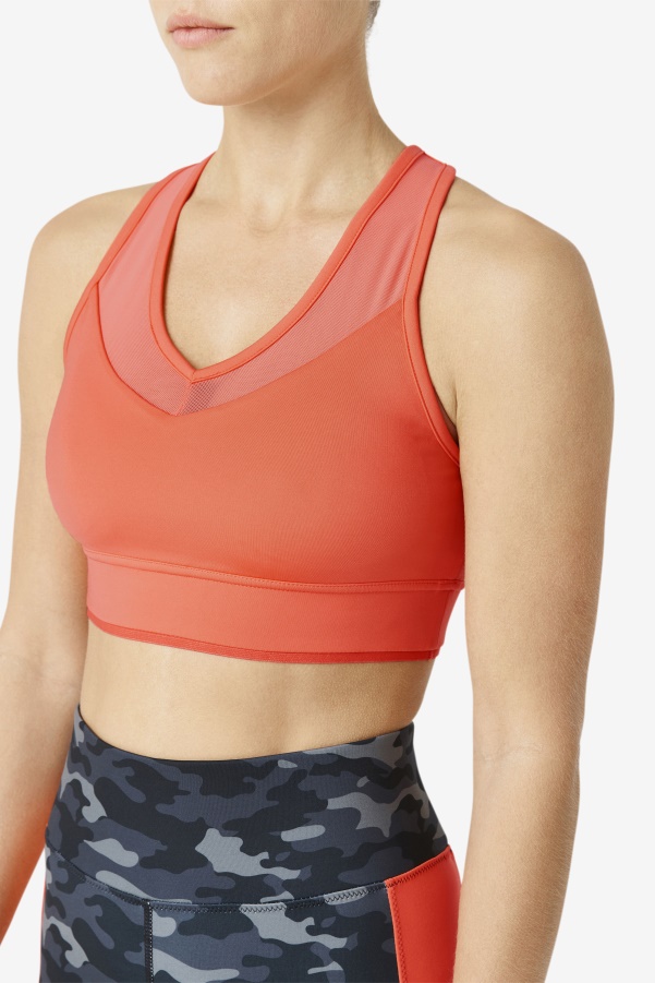 Hot Coral Uplift Racerback Bra Top Fila
