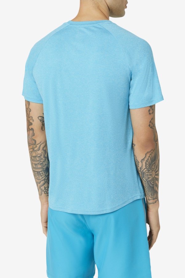 Fila Pickleball Short Sleeve Crew Caribbean Sea Heather/Black
