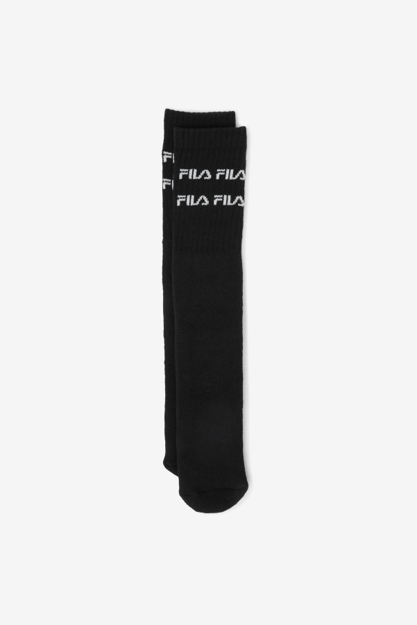 Black Fila Double Line Logo Knee High Sock