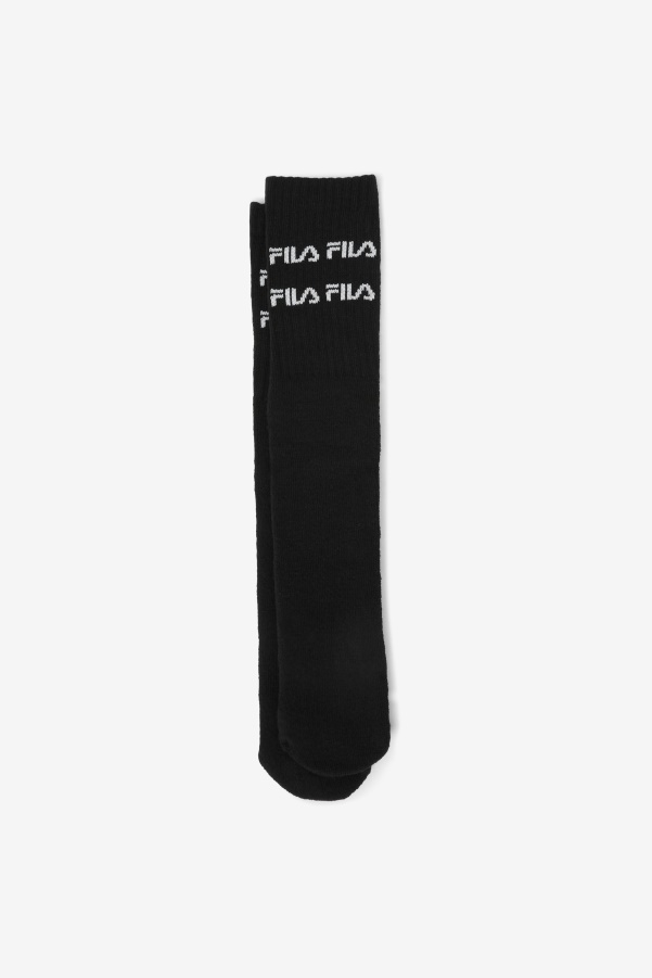 Black Fila Double Line Logo Knee High Sock