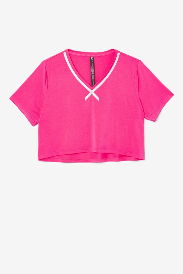 Bright Pink Fi-Lux High-Low Crop Top Fila