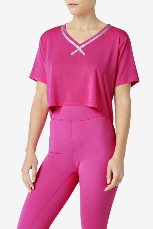 Bright Pink Fi-Lux High-Low Crop Top Fila