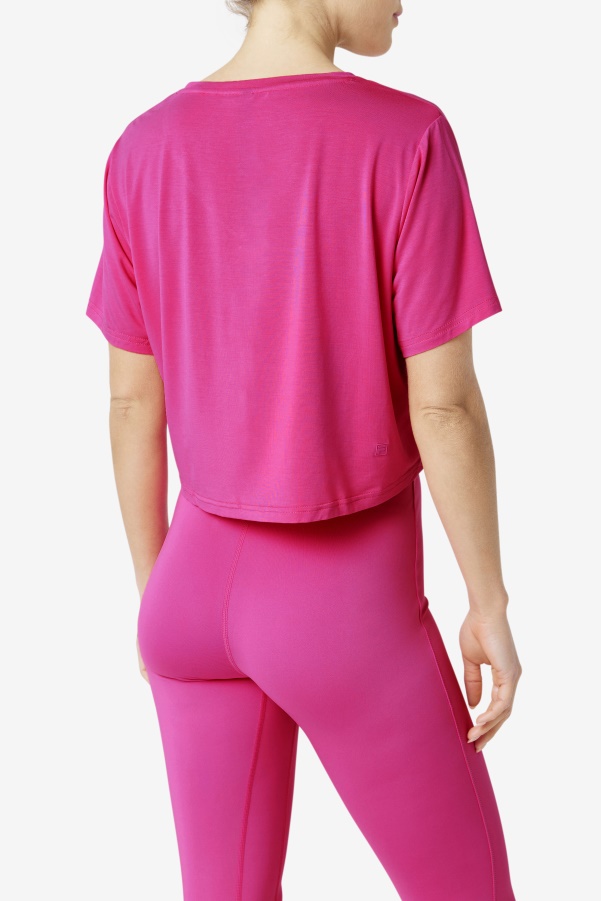 Bright Pink Fi-Lux High-Low Crop Top Fila