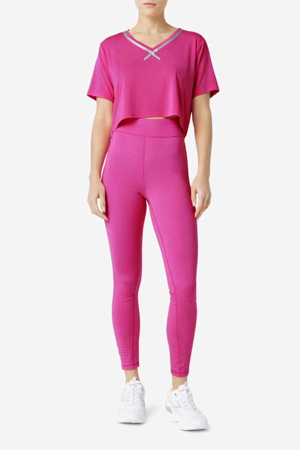 Bright Pink Fi-Lux High-Low Crop Top Fila