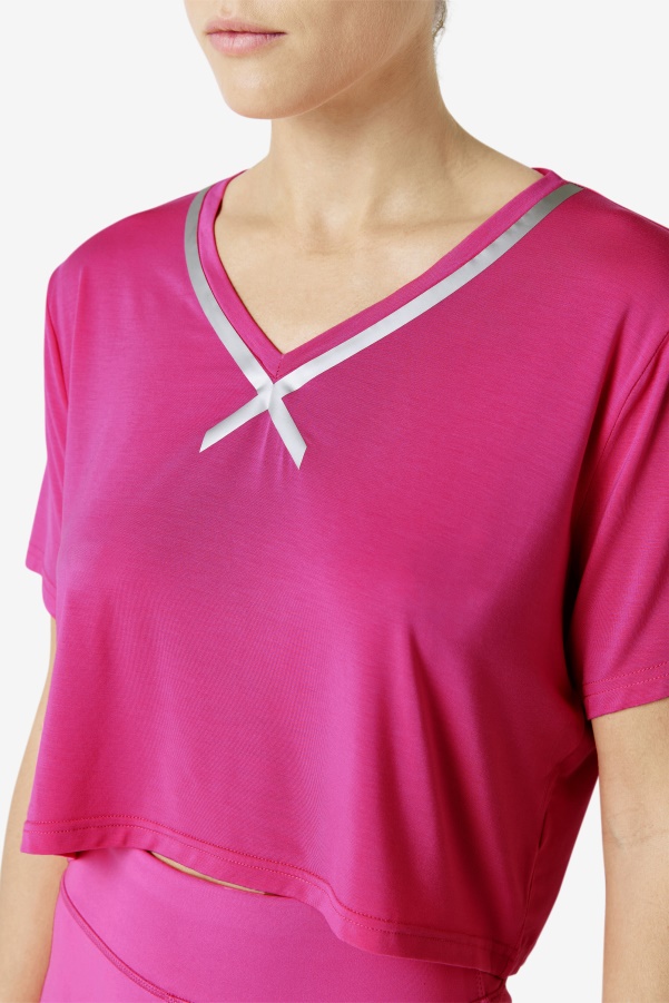Bright Pink Fi-Lux High-Low Crop Top Fila