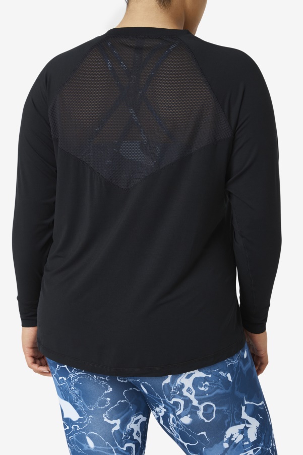 Fila Fi-Lux Mesh Back Long Sleeve Crew Black
