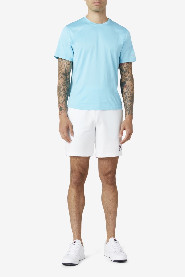 Blue Fish Heather Fila Pickleball Scallop Hem Crew