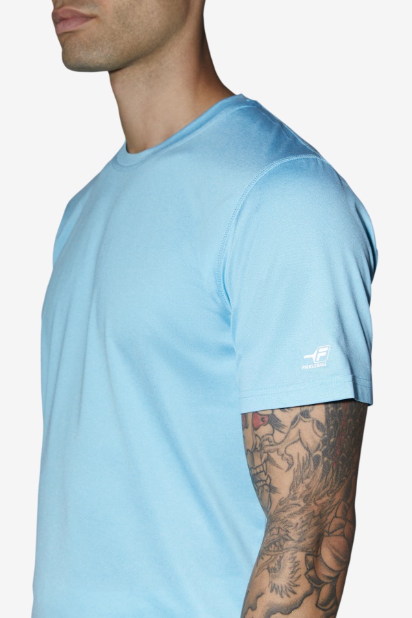 Blue Fish Heather Fila Pickleball Scallop Hem Crew