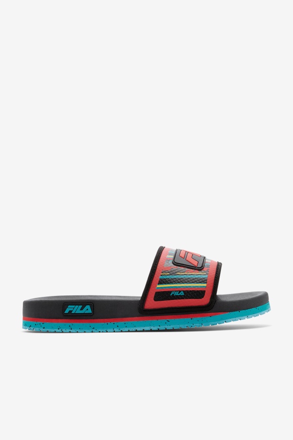 Fila Black/Capri Breeze/Red Men's Lunar Slide