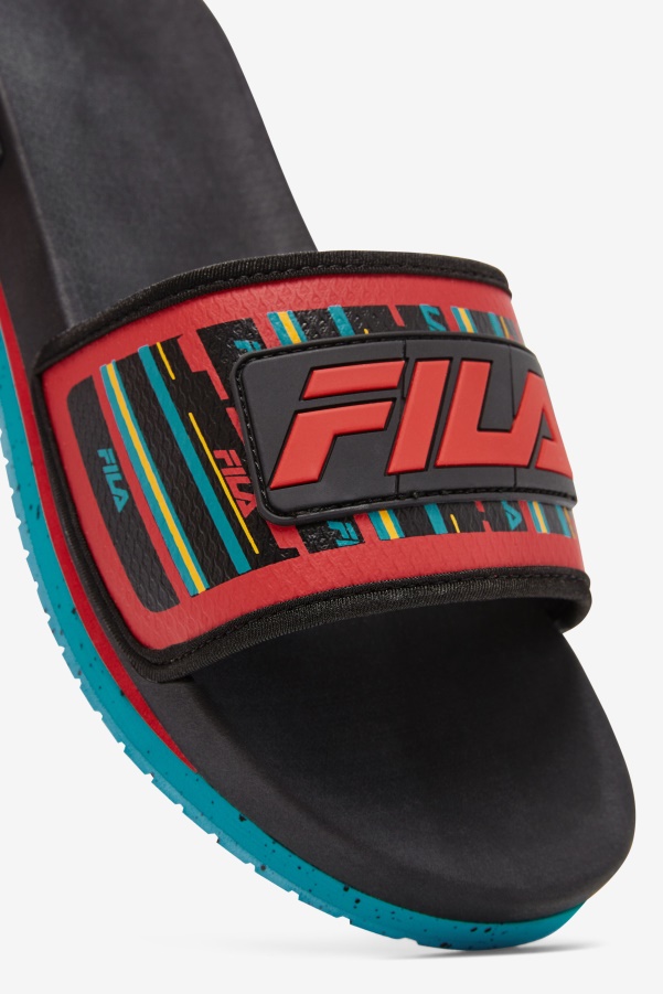Fila Black/Capri Breeze/Red Men's Lunar Slide