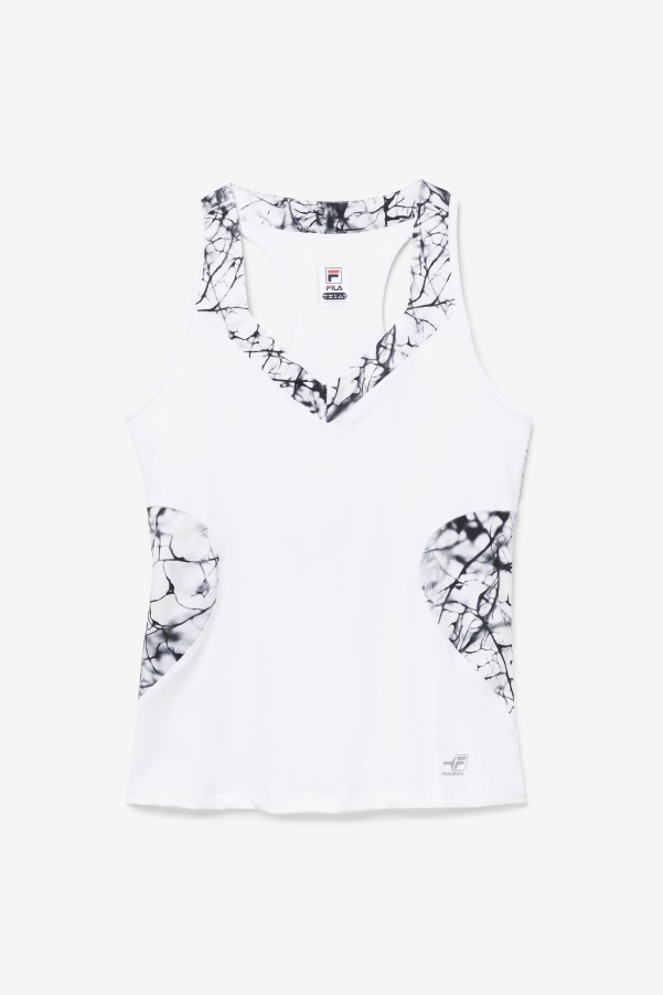 Fila Pickleball Halter Tank Marble Print/White
